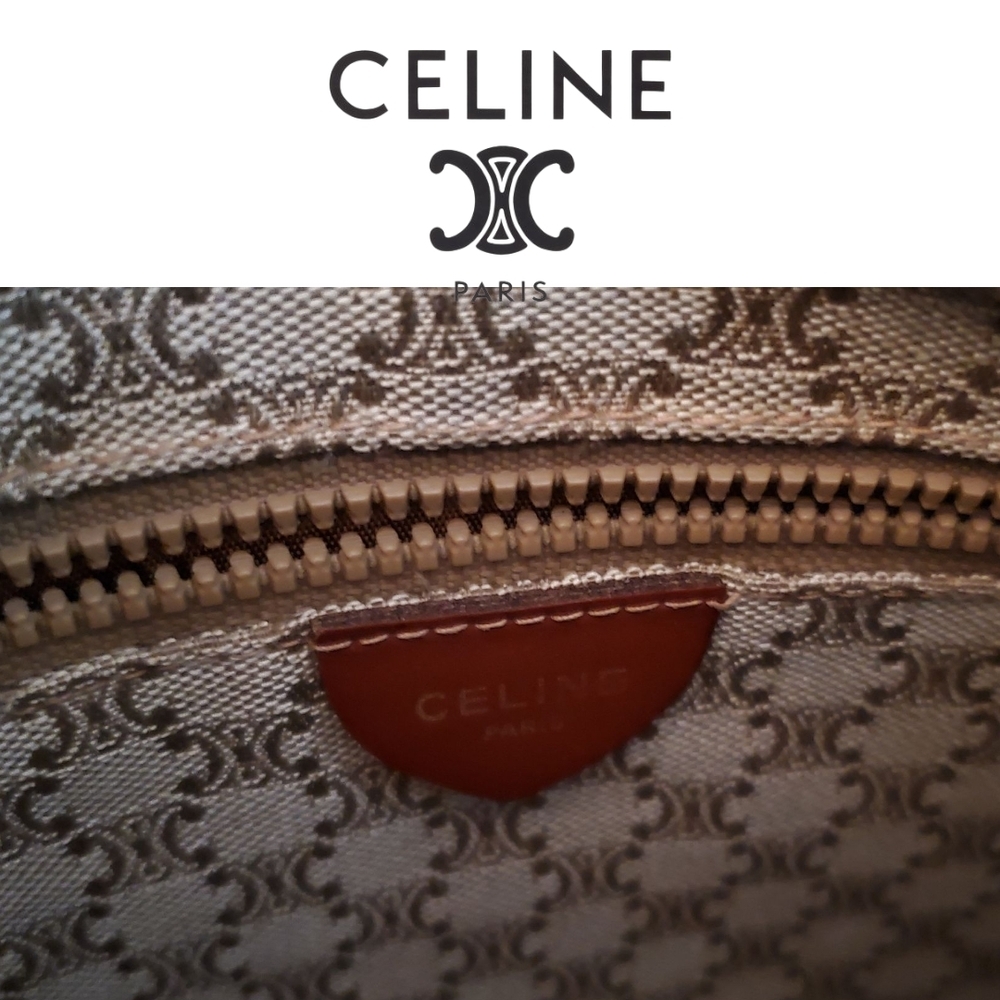 Vintage Celine Y2K Macadam Brown Monogram Clutch Leather Strap Pouch - Picture 11 of 15